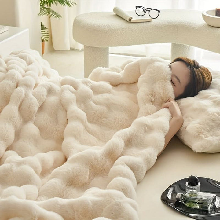 Double-Sided Faux Rabbit Fleece Blanket, Soft and Warm in Four Sizes | Plush Double-Sided Rabbit Fleece | Throw Blankets