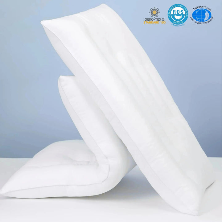 Pure Cotton Low Loft Pillow with Ultra Thin Profile | Slim Pillow, Soft Cotton Feel | Bed Pillows