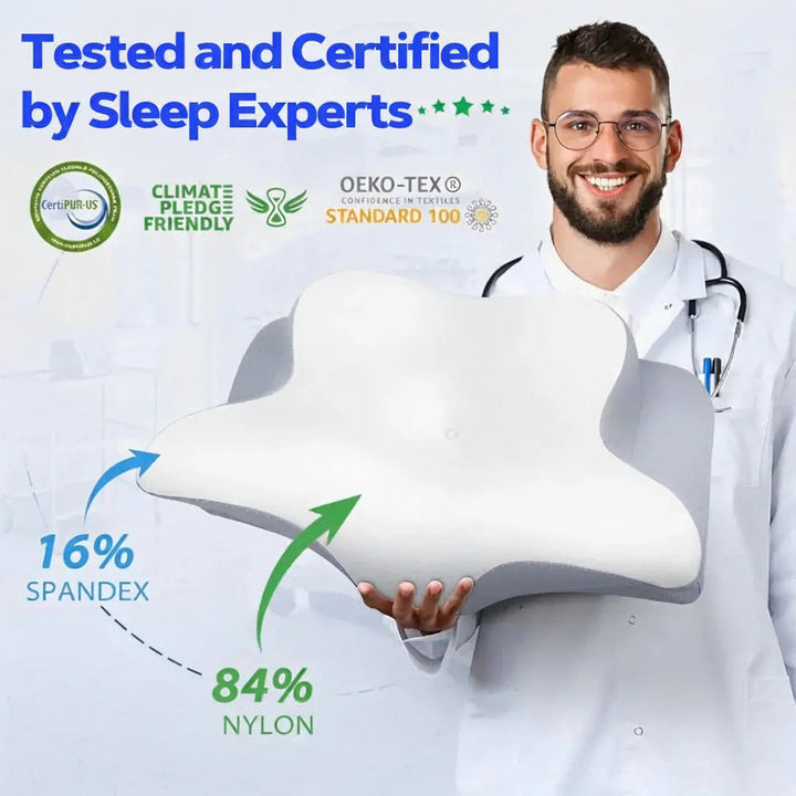 Two-Height Memory Foam Cervical Pillow with Breathable Cover | Switch Heights by Turning It Over | Bed Pillows