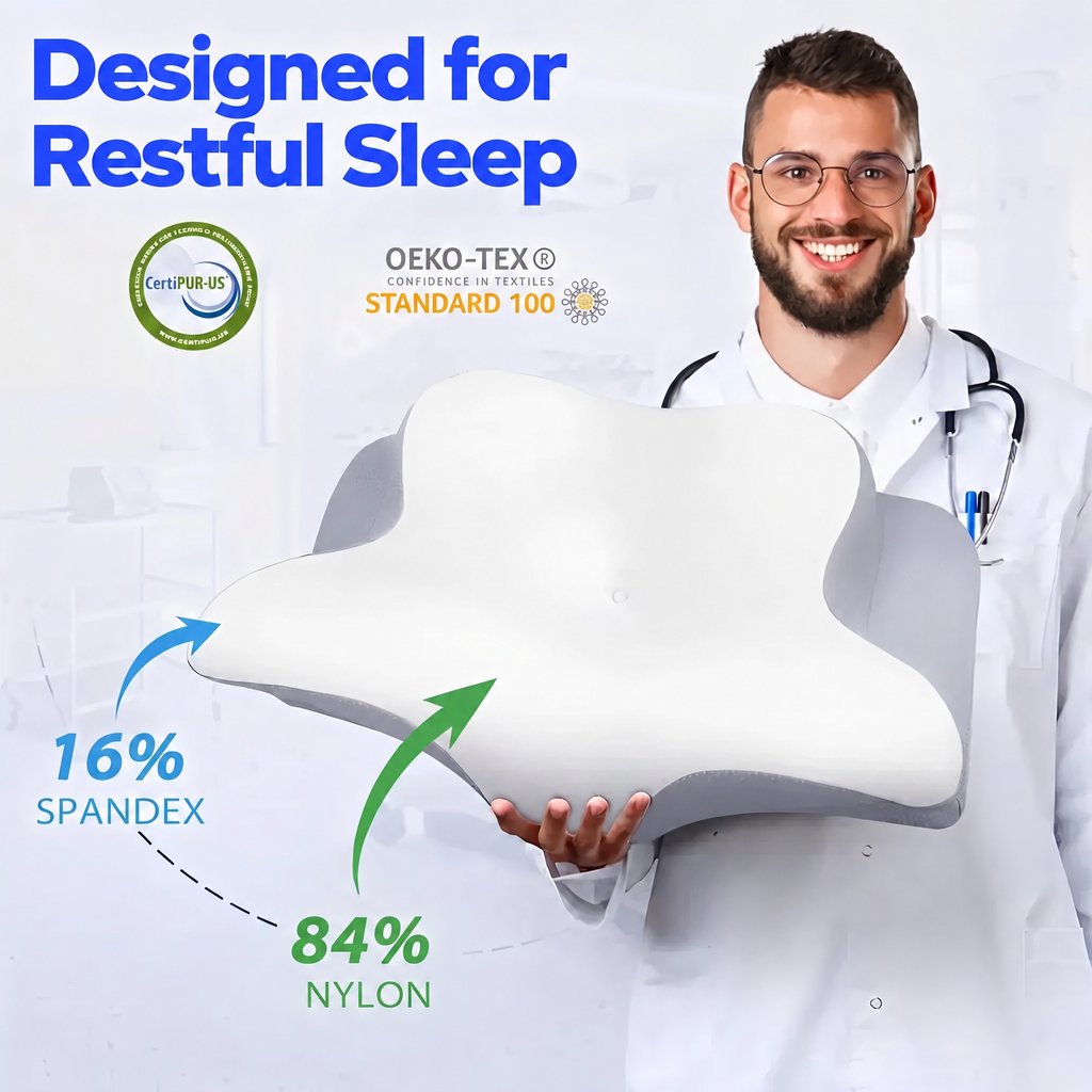 High Loft Memory Foam Contour Pillow with Breathable Cooling Cover | Extra Height for Steady Alignment | Bed Pillows