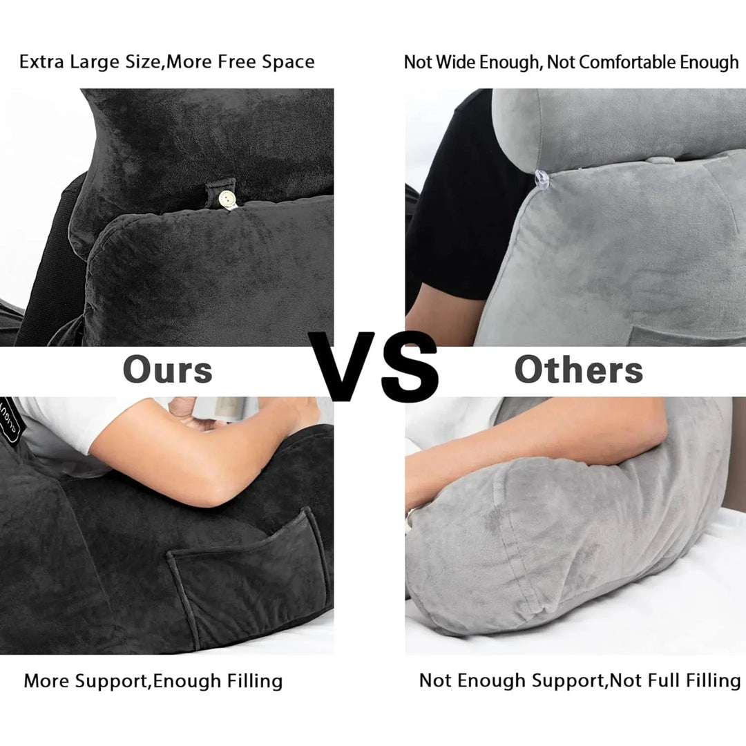 Extra Large Reading Bed Pillow with Detachable Roll | Comfy Backrest for Cozy Reading | Wedge Pillows