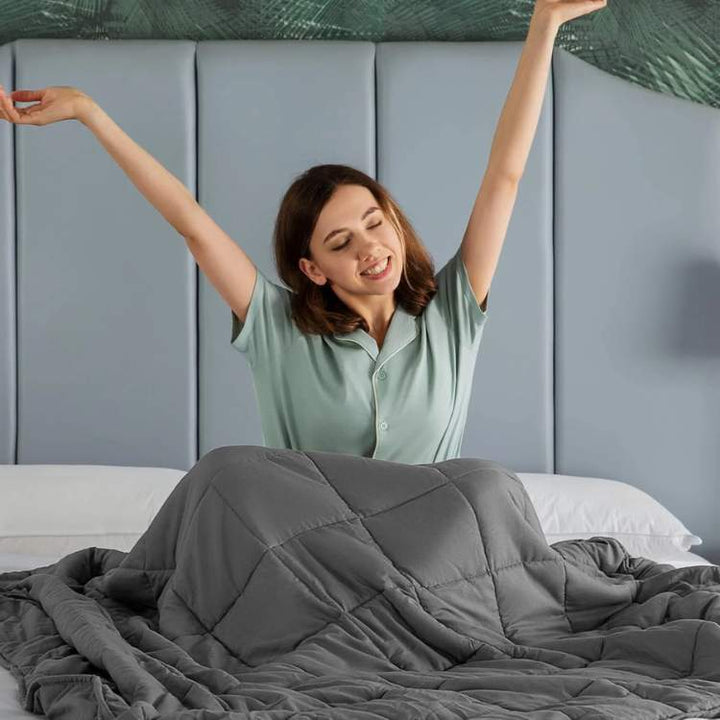 Weighted Blanket with Stitched Pockets and Breathable Zippered Cover | Evenly Weighted Cosy Sleep | Weighted Blankets