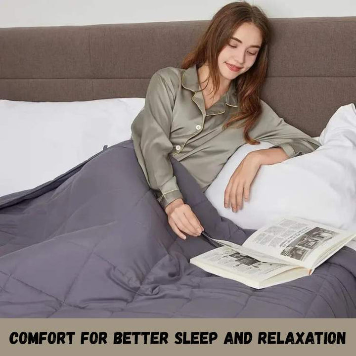 Weighted Blanket with Stitched Pockets and Breathable Zippered Cover | Evenly Weighted Cosy Sleep | Weighted Blankets