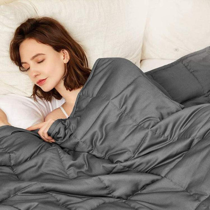 Weighted Blanket with Stitched Pockets and Breathable Zippered Cover | Evenly Weighted Cosy Sleep | Weighted Blankets