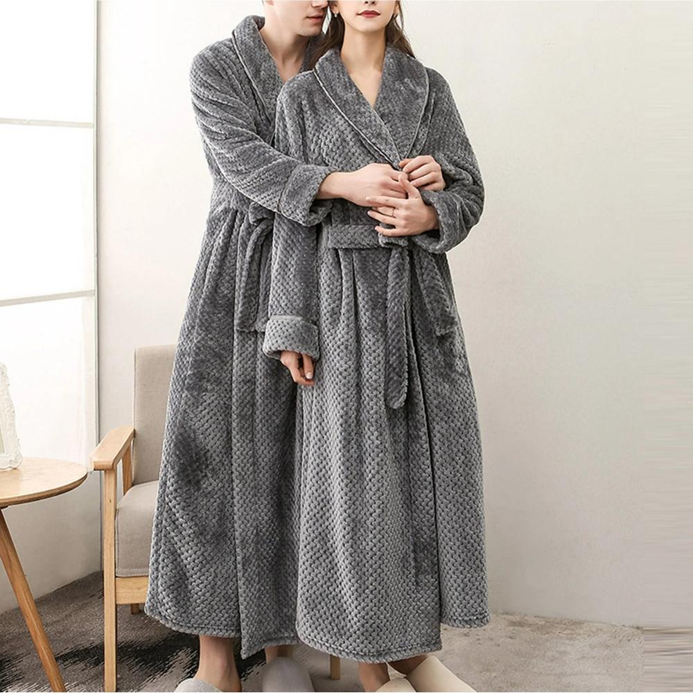 Unisex Fleece Winter Bathrobe with Pockets in Soft Plush Fabric | Warm Fleece for Cold Mornings | Robes
