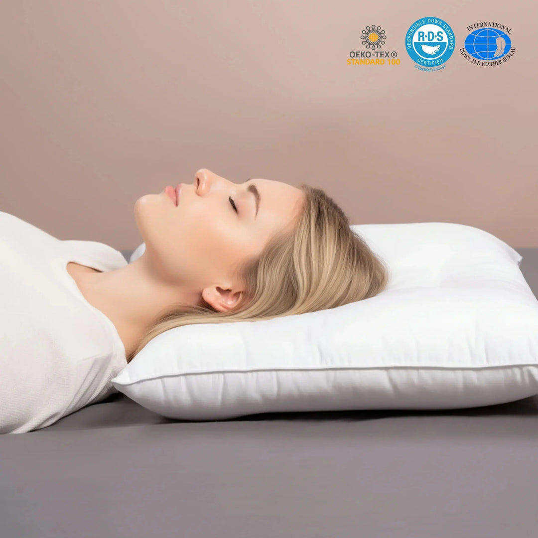 Pure Cotton Low Loft Pillow with Ultra Thin Profile | Slim Pillow, Soft Cotton Feel | Bed Pillows