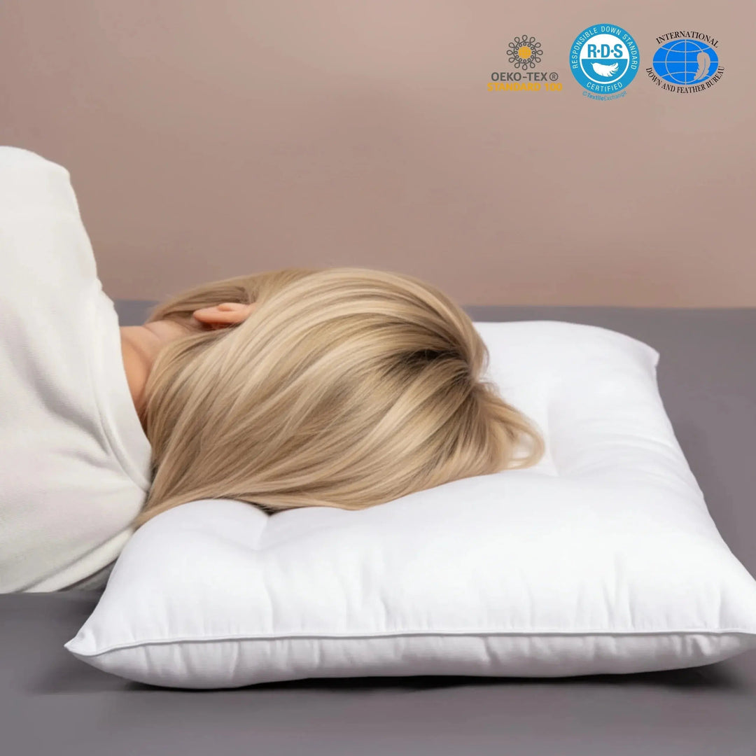 Pure Cotton Low Loft Flat Pillow for Stomach Sleepers | Slim Pillow for Stomach Sleeping | Bed Pillows