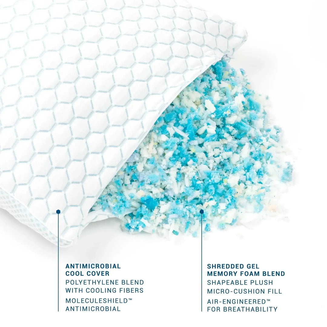Cooling Shredded Memory Foam Pillow with Adjustable Fill | Customisable Cool Support | Bed Pillows