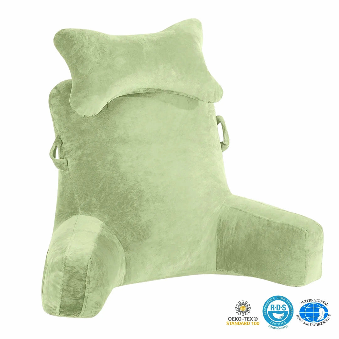 Extra Large 31 Inch Reading Pillow with Detachable Neck Roll | Full Back Support for Bed Reading | Reading Pillows
