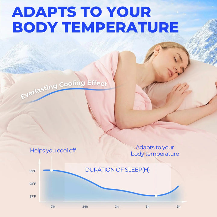 Dual-Sided Ice Cooling Comforter in Lightweight Silky Fabric for Travel | Silky Cooling Comforter | Cooling Blankets