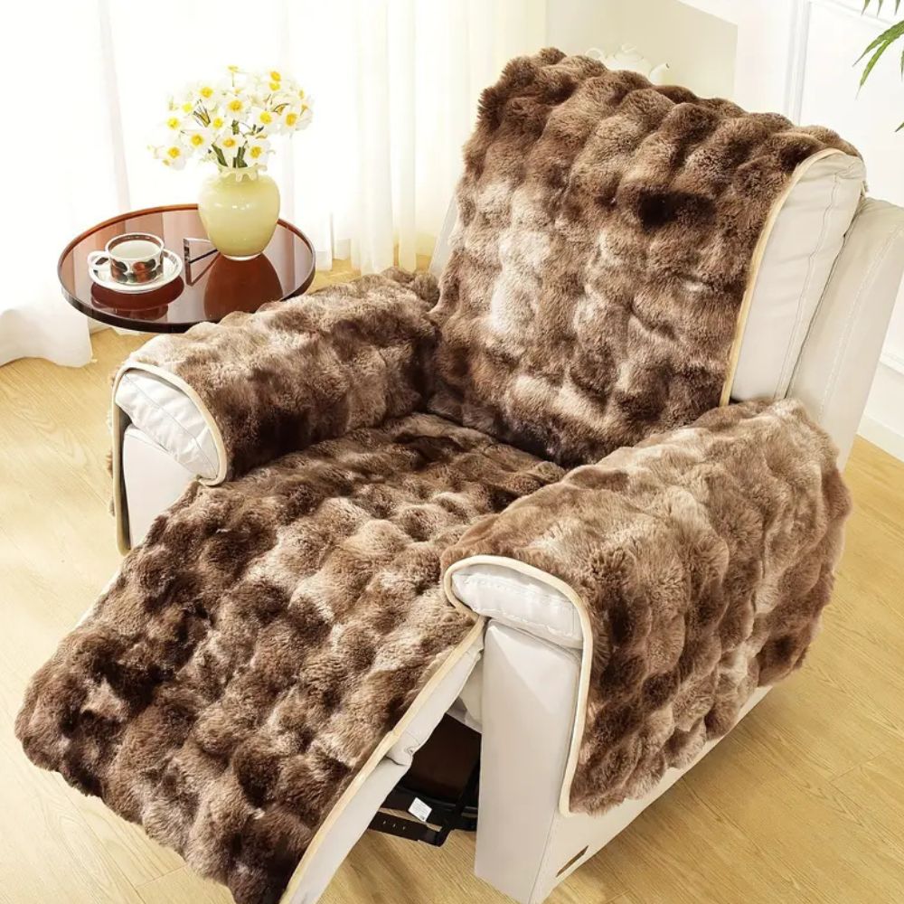 Plush Velvet Recliner Sofa Cover Set, Four Separate Pieces | Four-Piece Velvet Recliner Set | Recliner Covers