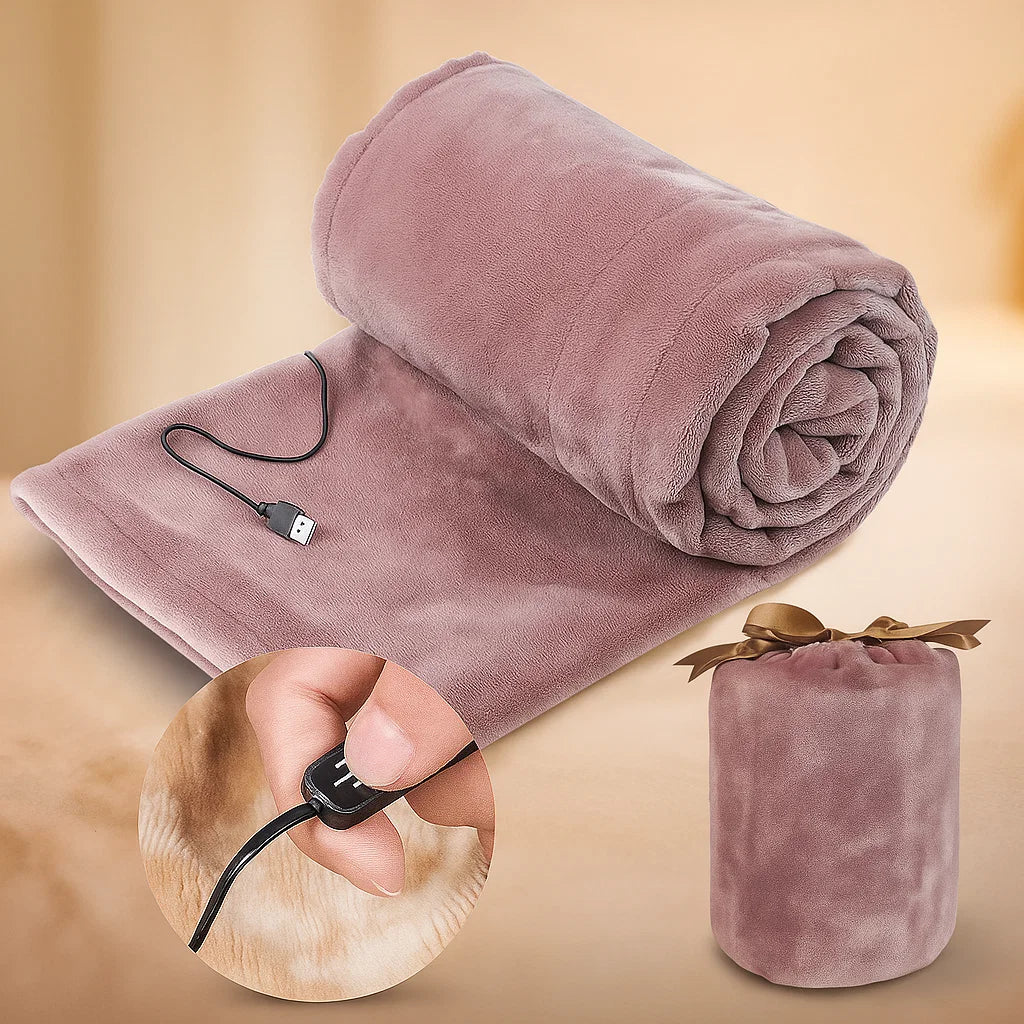 USB Heated Flannel Throw Blanket with Three Heat Settings for Home | Portable Flannel Heat with 5V USB | Heated Blankets