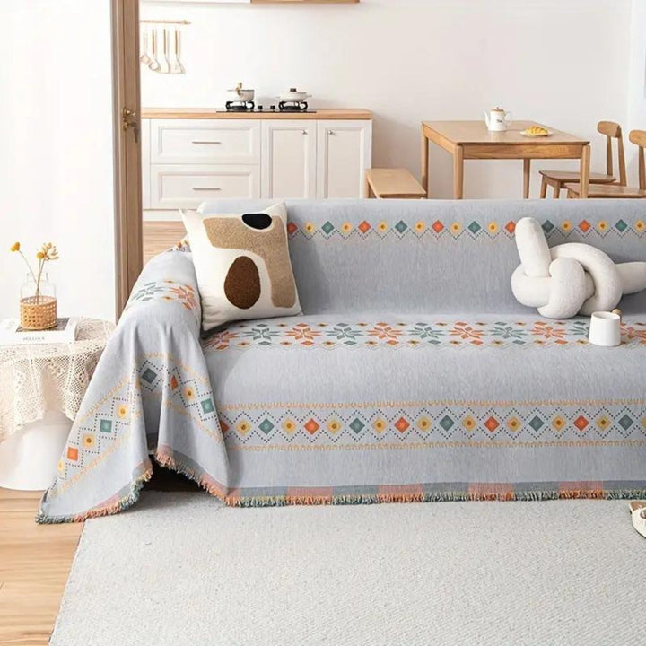 Boho Chenille Sofa Cover With Tassels in Four Sizes | Boho Chenille for Chairs to Sofas | Sofa Covers