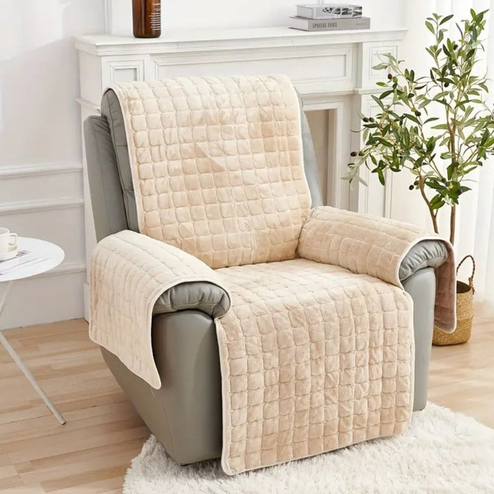 Quilted Velvet Grid Recliner Cover for Single Recliners and Lounge Chairs | Quilted Grid Velvet Comfort | Recliner Covers