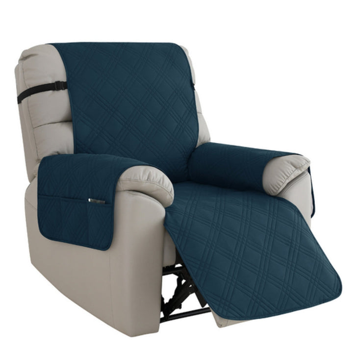 Quilted Waterproof Recliner Slipcover with Side Pocket and Elastic Band | Waterproof Recliner Cover, Fresh Look | Recliner Covers