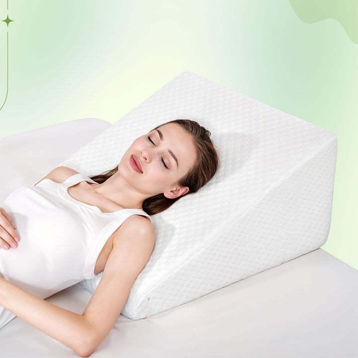 Gel Memory Foam Wedge Pillow with Bamboo Cover for Back and Leg Support | Wedge Support for Sitting and Resting | Wedge Pillows