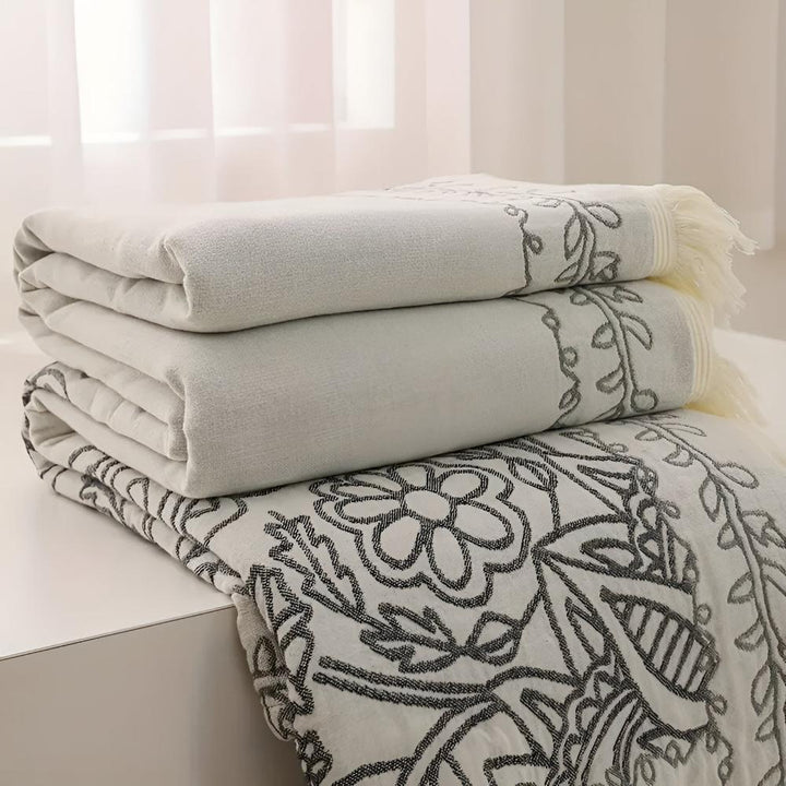Scandinavian Reversible Jacquard Cotton Blanket in Four Colours | Clean Nordic Pattern, Reversible | Throw Blankets