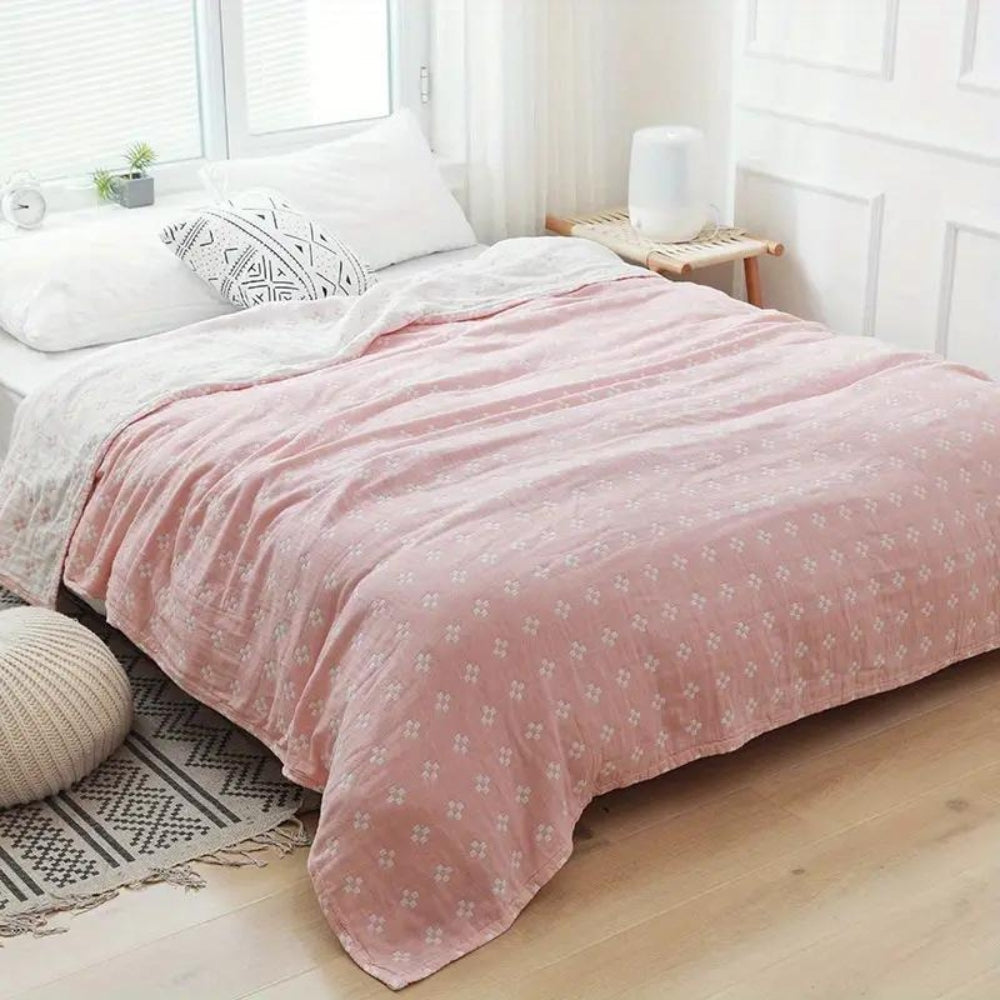 Diamond Dot Three-Layer Cotton Gauze Comfort Blanket, Five Colours | Three-Layer Gauze, Diamond Dots | Throw Blankets