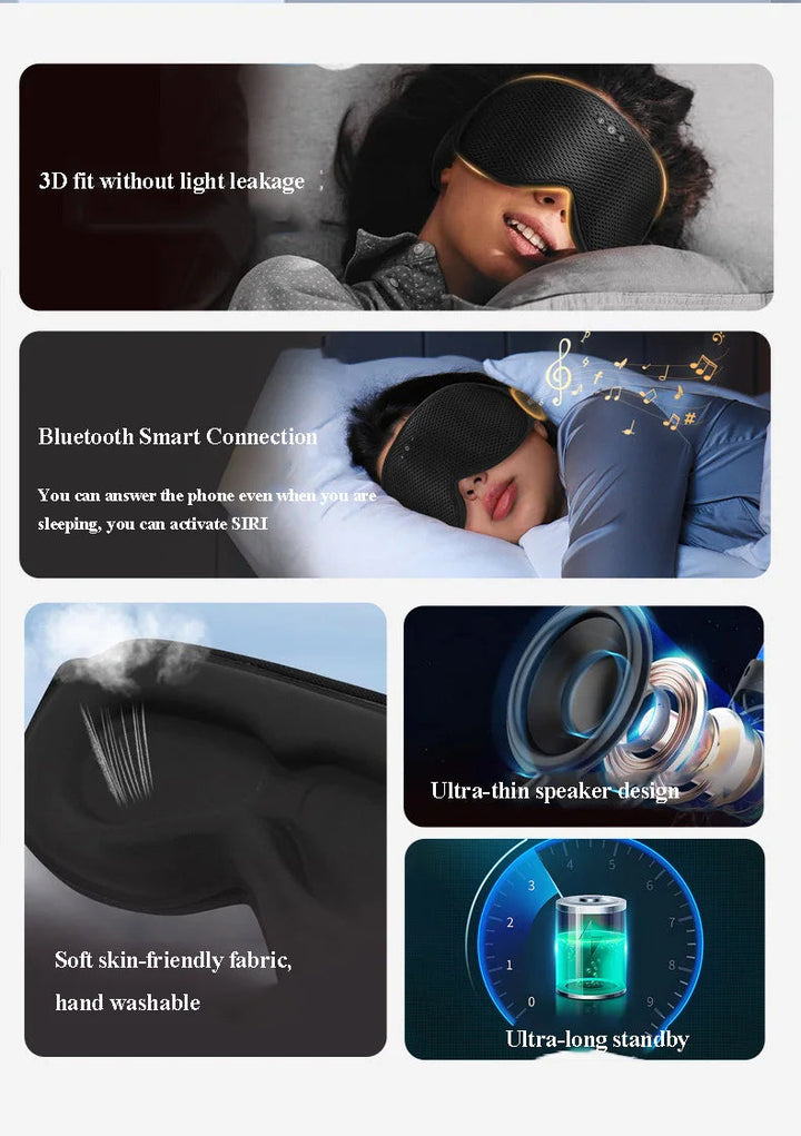 Bluetooth Sleep Mask with Headphones and Hands-Free Calling | Listen, Rest and Take Calls | Sleep Masks