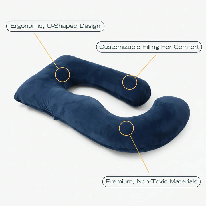 Cooling U-Shaped Full Body Pillow with Soft Microfiber Fill | Wraparound Support for Every Position | Bed Pillows