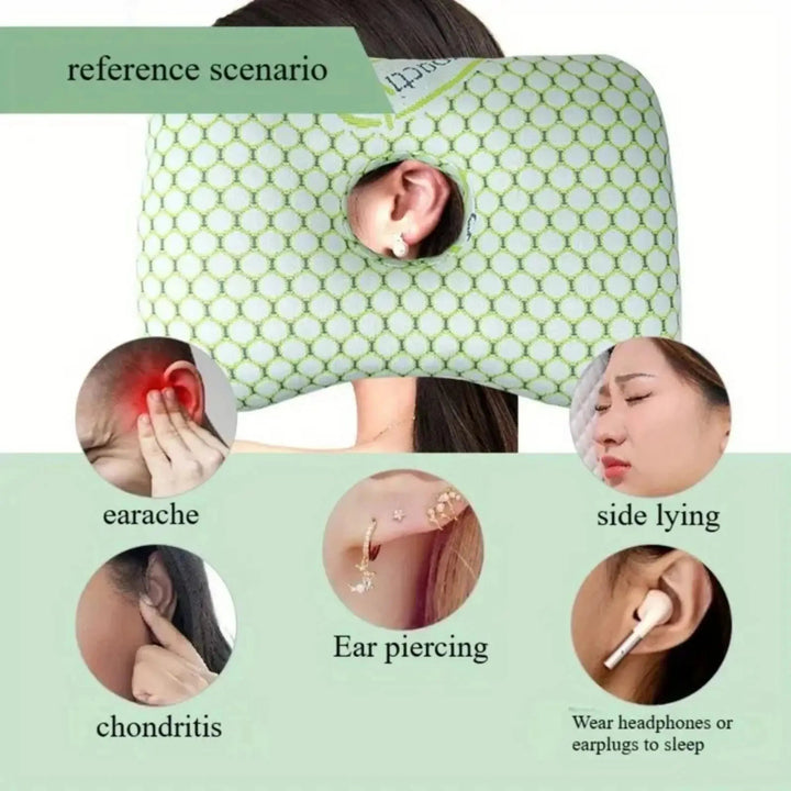 Ear Piercing Donut Pillow with Center Ear Hole for Side Sleepers | Pressure-Free Space for Your Ear | Bed Pillows