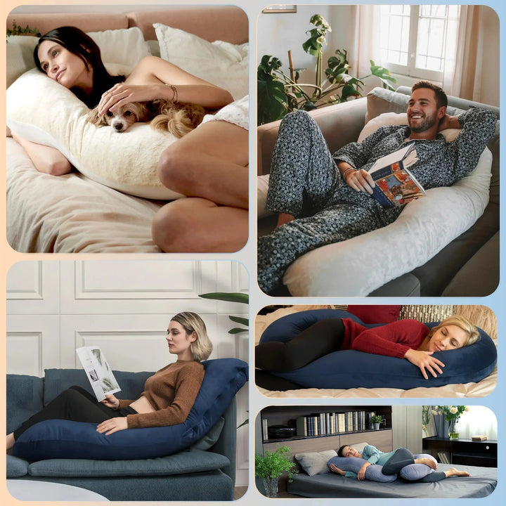 U-Shaped Cooling Full Body Pillow with Microfiber Fill | Cool Full Body Support | Body Pillows