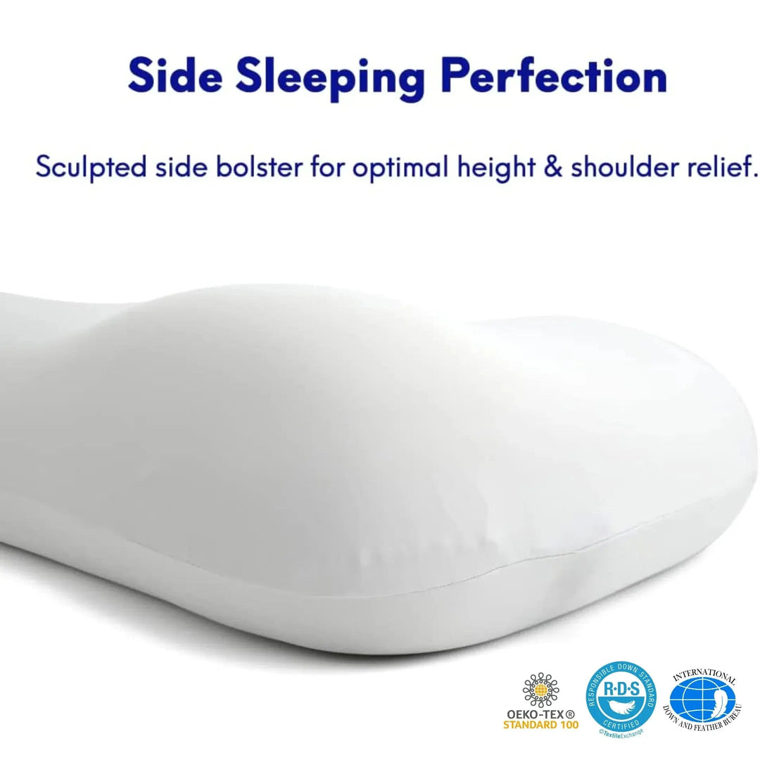 Contoured Memory Foam Neck Support Pillow for Side and Back | Steady Neck Support Overnight | Bed Pillows