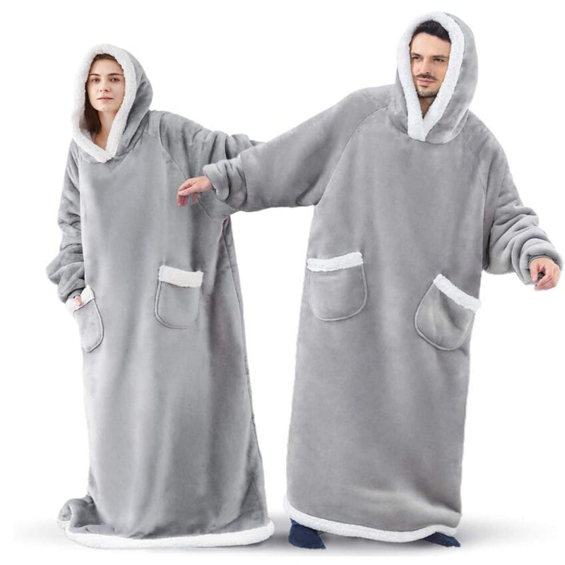 Oversized hoodie blanket with sherpa hood