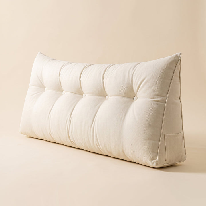 Upholstered Headboard Wedge Pillow for Sitting Up in Bed in Ivory or Oat | Soft Upholstered Backrest for Bed | Wedge Pillows