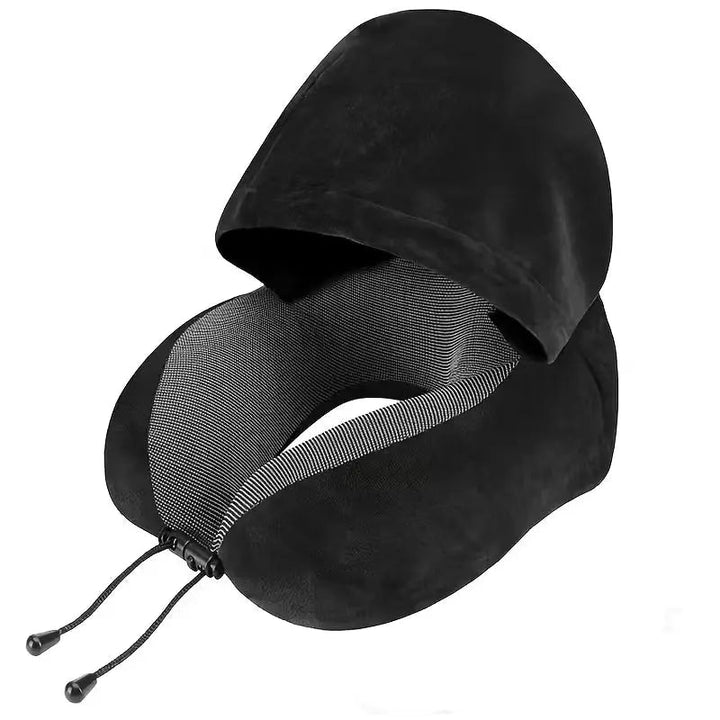 Hooded U-Shaped Memory Foam Travel Neck Pillow with Detachable Hood | Rest Anywhere with Hooded Comfort | Travel Pillows