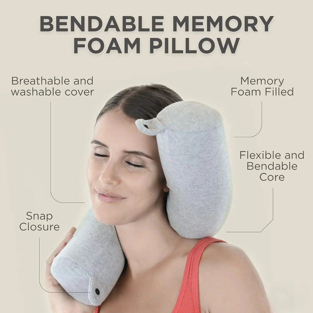 Bendable Memory Foam Travel Neck Pillow You Can Shape Four Ways | Shape It Your Way | Travel Pillows