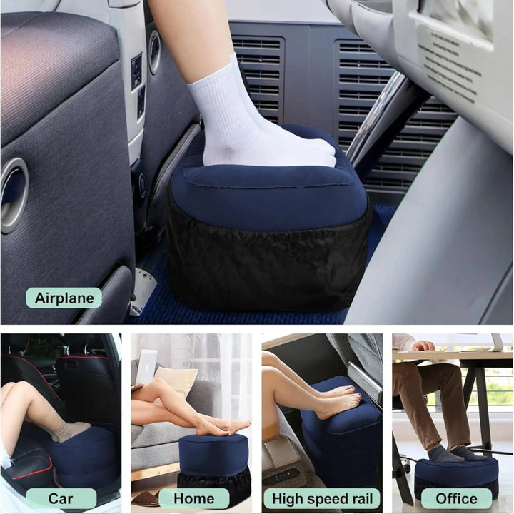 Inflatable Travel Foot Rest Pillow with Three Air Layers | Raise Your Feet on Long Trips | Travel Pillows