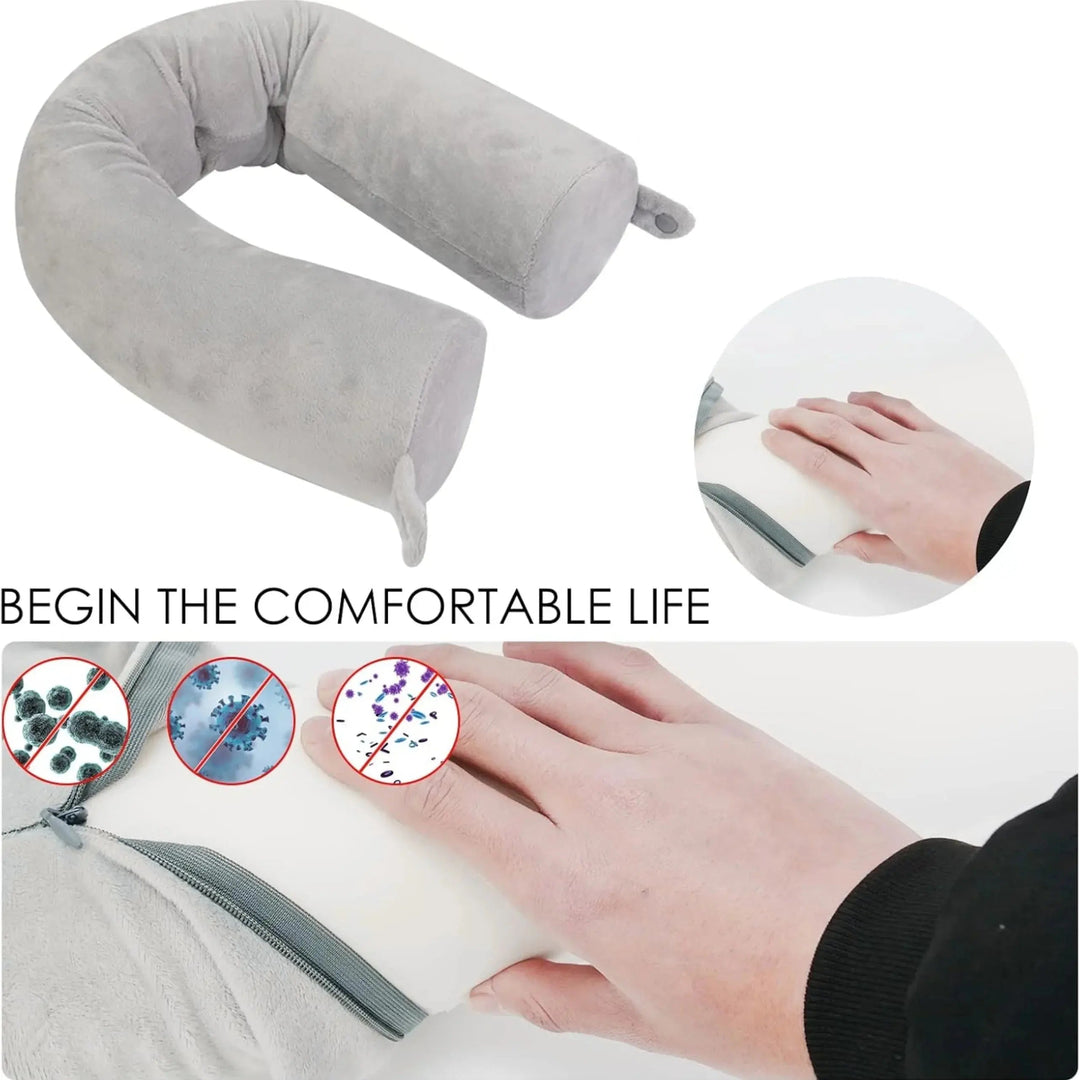 Bendable Memory Foam Travel Neck Pillow You Can Shape Four Ways | Shape It Your Way | Travel Pillows