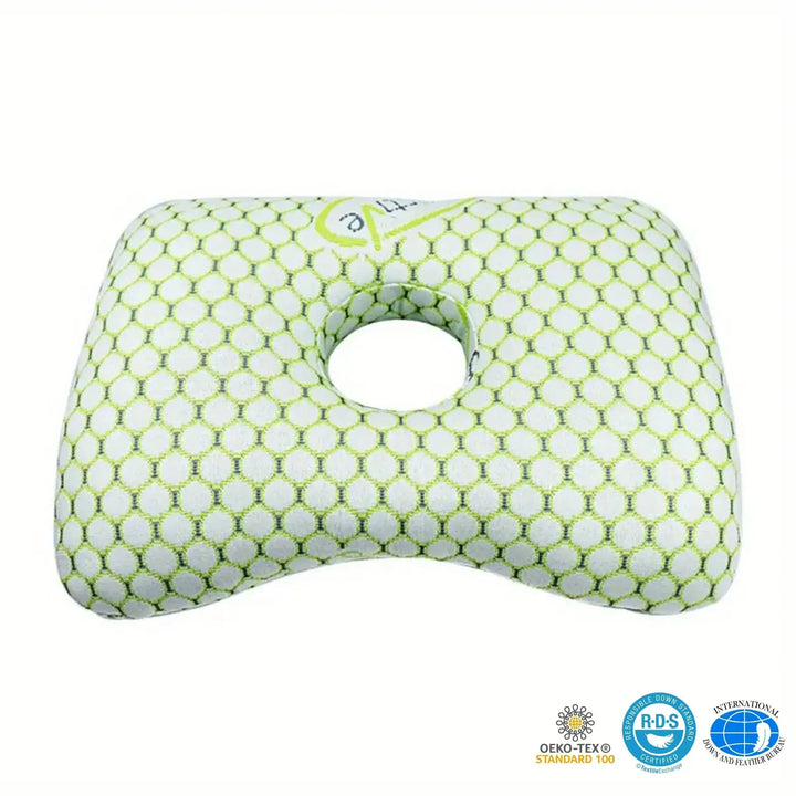 Cutaway Ear Piercing Pillow for Side Sleepers with Open Centre | Ear-Friendly Side Sleeping | Ear Pillows