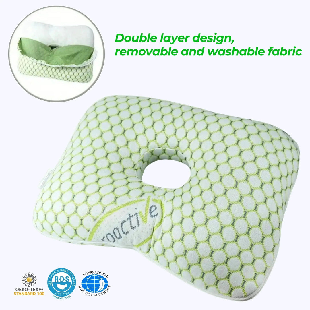 Cutaway Ear Piercing Pillow for Side Sleepers with Open Centre | Ear-Friendly Side Sleeping | Ear Pillows