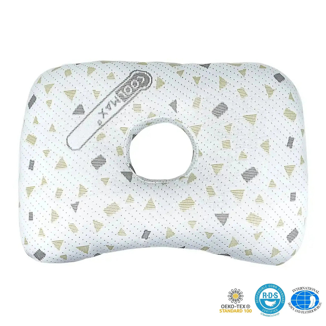 Cutaway Ear Piercing Pillow for Side Sleepers with Open Centre | Ear-Friendly Side Sleeping | Ear Pillows