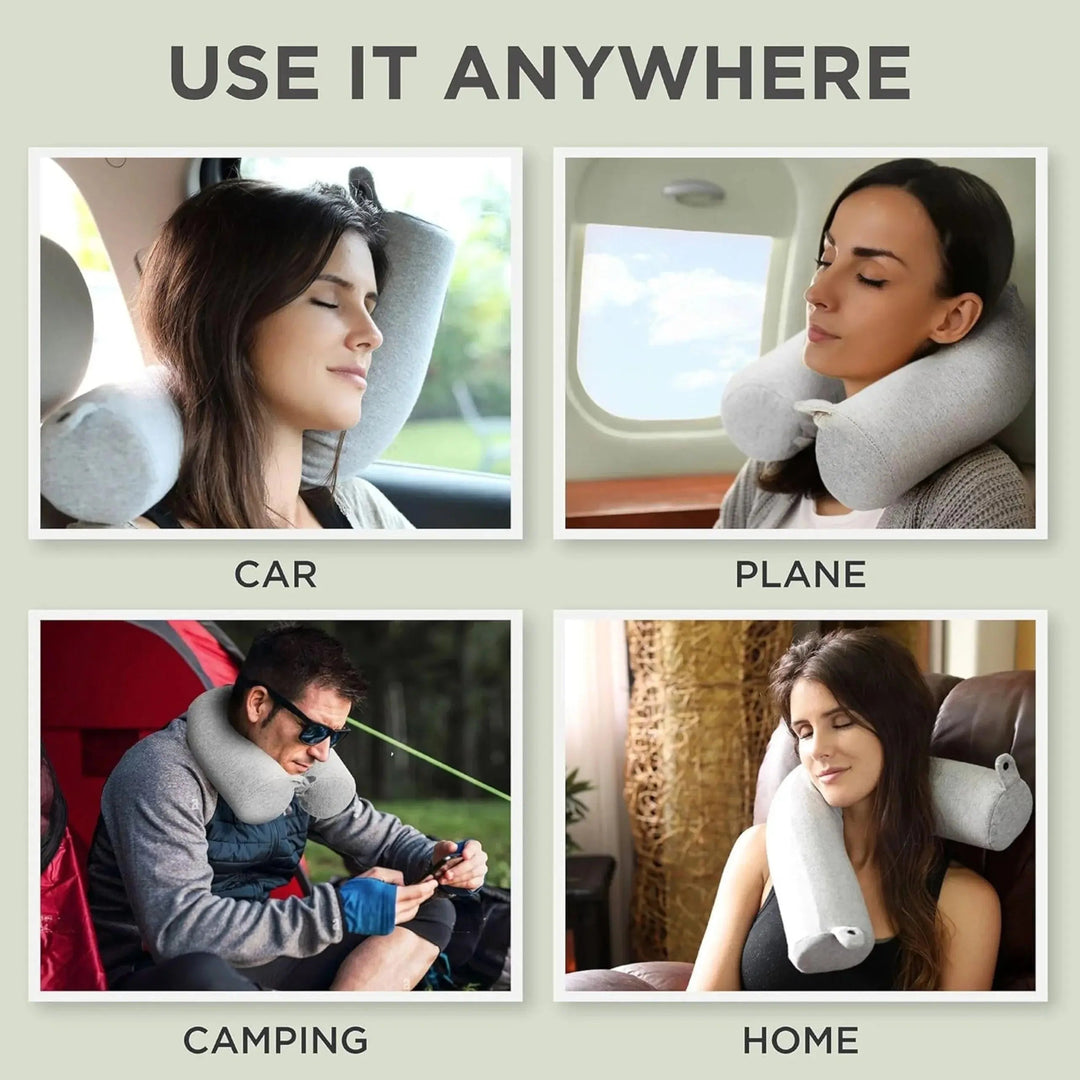 Bendable Memory Foam Travel Neck Pillow You Can Shape Four Ways | Shape It Your Way | Travel Pillows