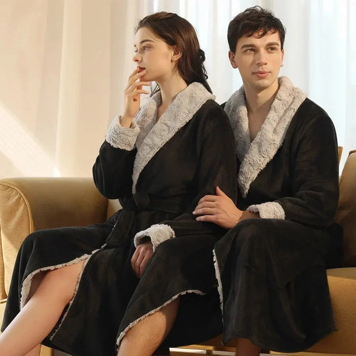 Plush Coral Fleece Bathrobe for Women and Men with Pockets | Velvety Warmth After Showers | Robes