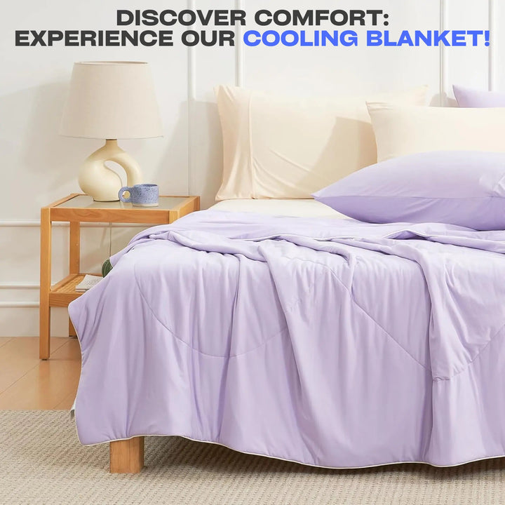 Dual-Sided Ice Cooling Comforter in Lightweight Silky Fabric for Travel | Silky Cooling Comforter | Cooling Blankets