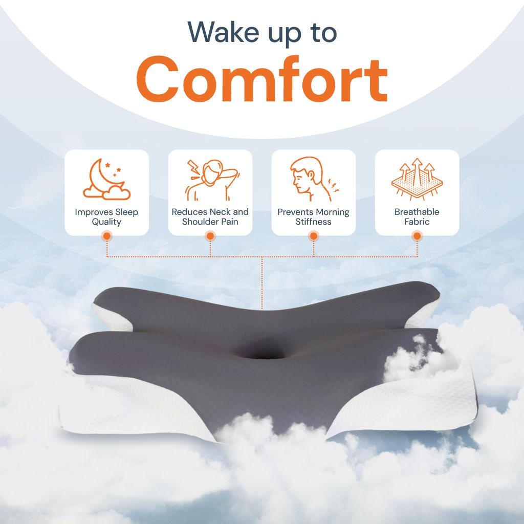 Cervical Pillow with Breathable Ice Silk Pillowcase Included | Cool Comfort From Head to Neck | Bed Pillows