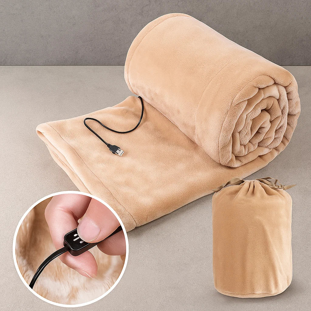 USB Heated Flannel Throw Blanket with Three Heat Settings for Home | Portable Flannel Heat with 5V USB | Heated Blankets