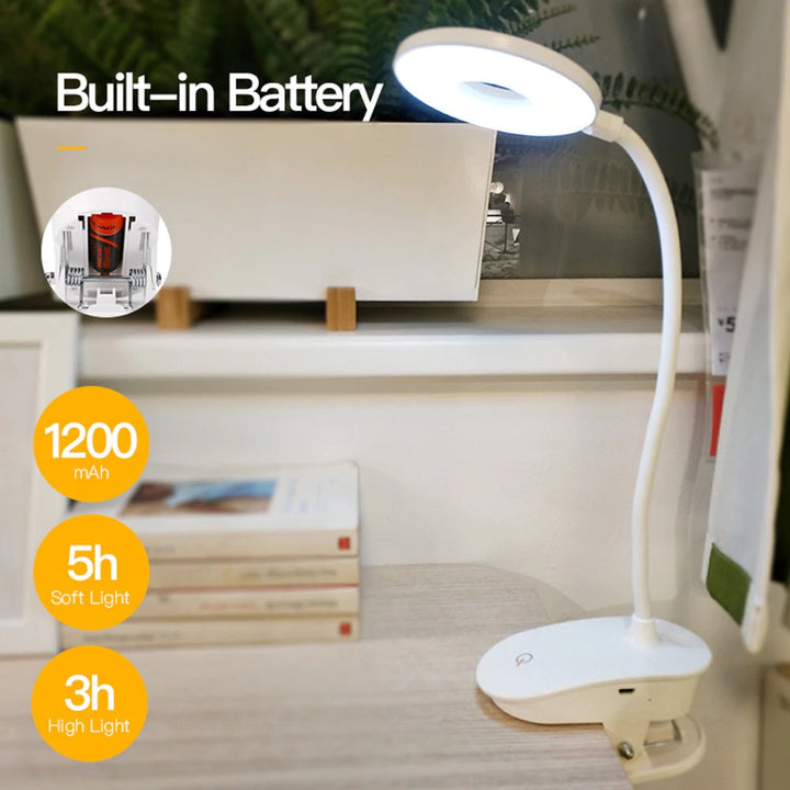 Rechargeable Wireless Clip-On Lamp for Bedside, Desk and Bed Frame | Clip-On Light With 3 Brightness Levels | Night Lights
