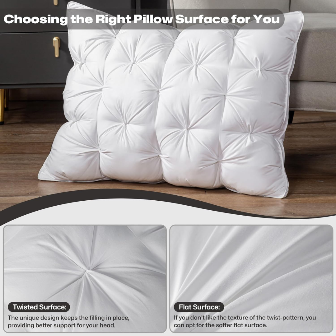 Three-Layer Goose Down and Feather Hotel Pillow, 48 x 74 cm | Hotel-Quality Down Pillow | Bed Pillows