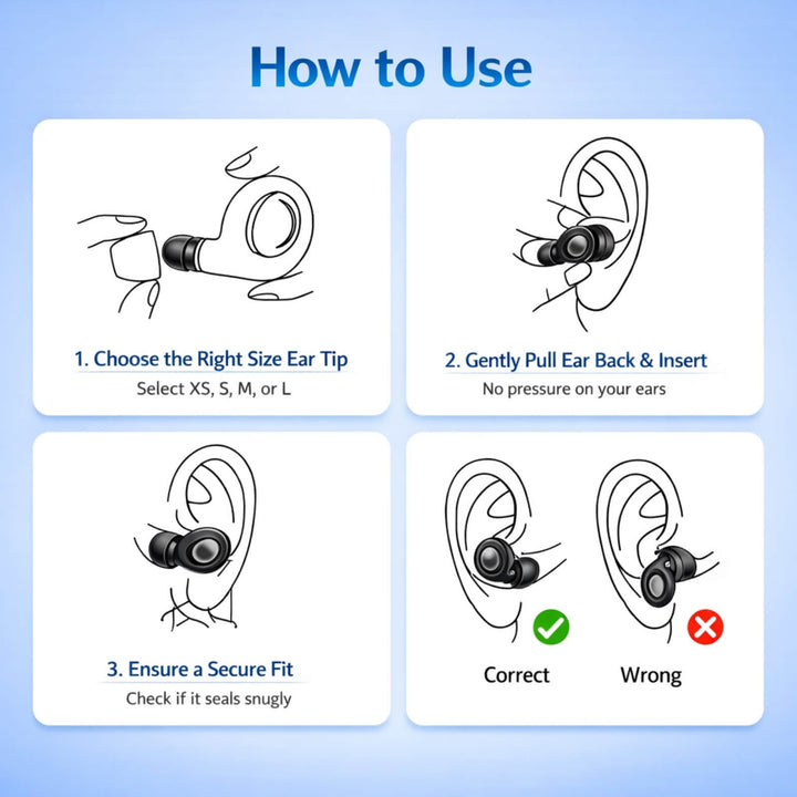 Reusable Silicone Sleep Earplugs with Multiple Ear Tip Sizes and Case | Soft Seal Earplugs for Quiet Nights | Earplugs