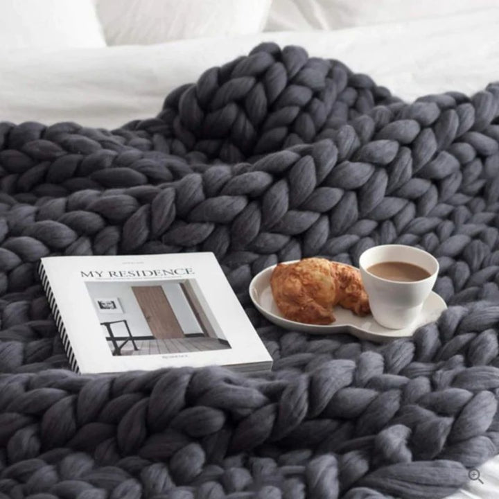 Hand Knitted Wool Blanket with Open Weave in Three Sizes | Soft Wool Warmth All Year | Throw Blankets