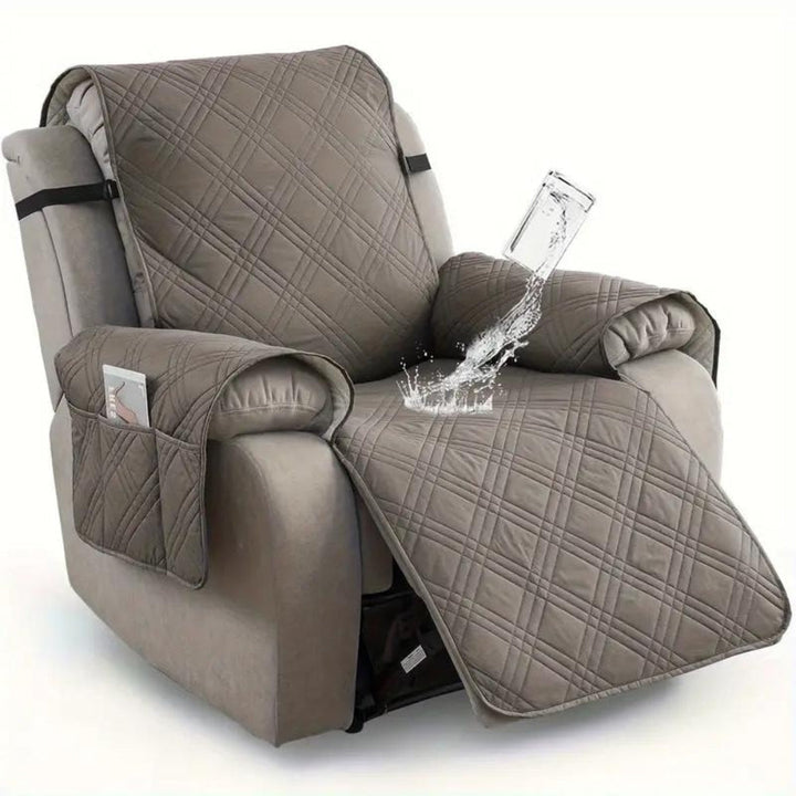 Quilted Waterproof Recliner Slipcover with Side Pocket and Elastic Band | Waterproof Recliner Cover, Fresh Look | Recliner Covers