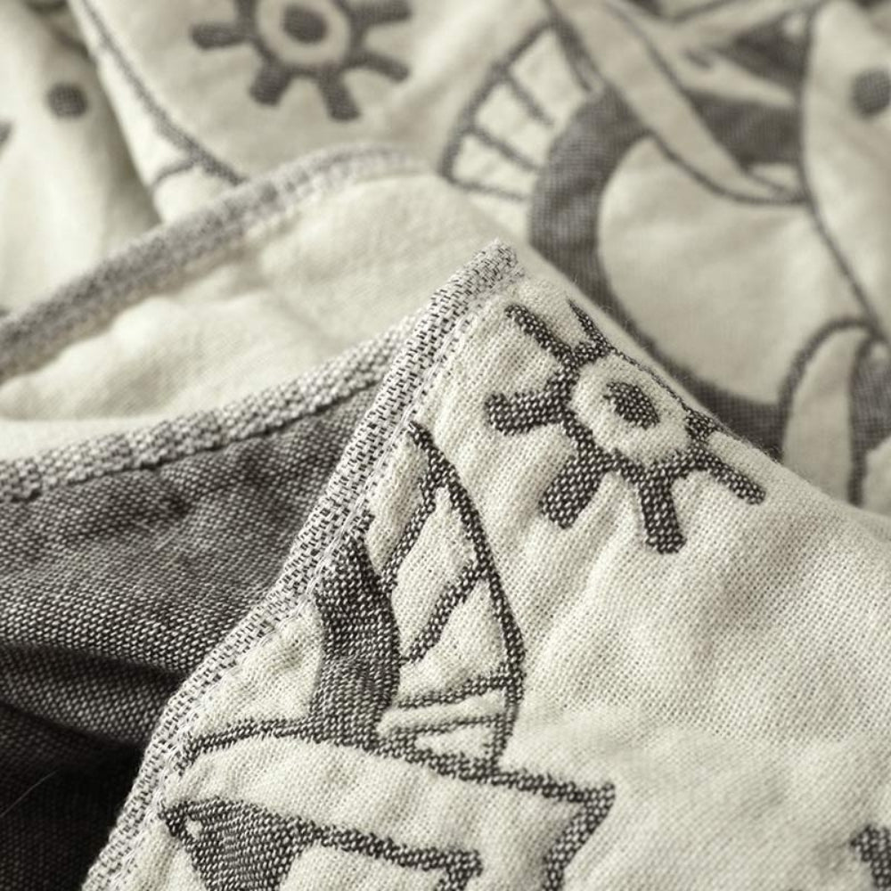 Reversible Mandala Art Pattern Cotton Blanket in Two Sizes | Mandala Art You Can Flip | Throw Blankets