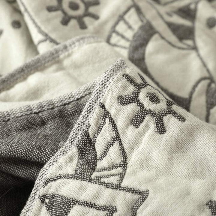 Reversible Mandala Art Pattern Cotton Blanket in Two Sizes | Mandala Art You Can Flip | Throw Blankets