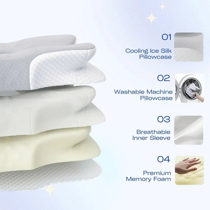 Ultra Cooling Memory Foam Contour Pillow with Thick Elevated Design | Cool, Thick, Steady Support | Bed Pillows