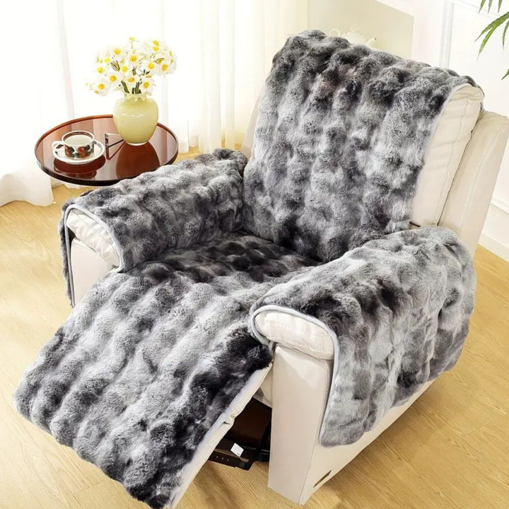 Plush Velvet Recliner Sofa Cover Set, Four Separate Pieces | Four-Piece Velvet Recliner Set | Recliner Covers